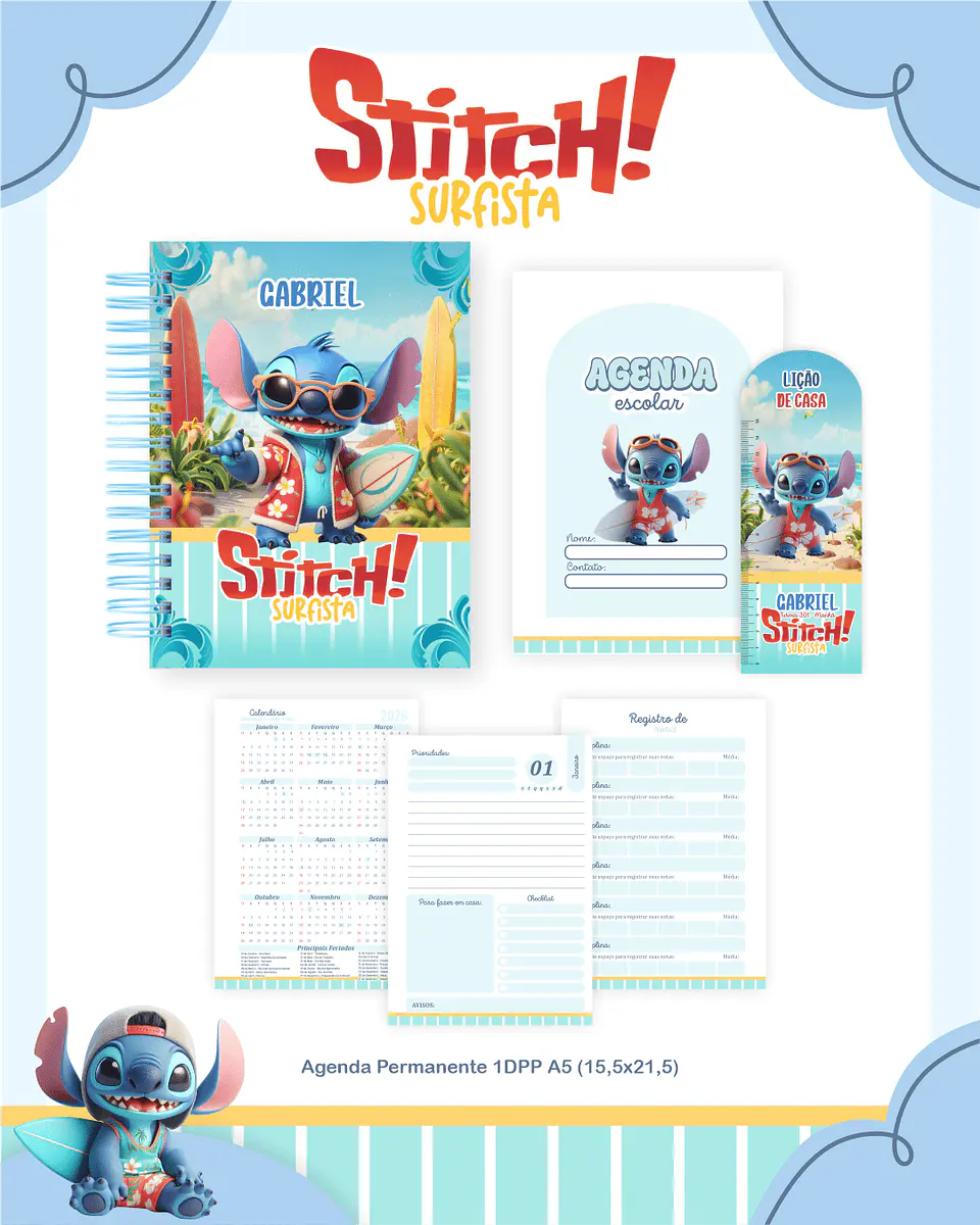 Arquivo Digital Stitch Surfista Escolar 2026 2