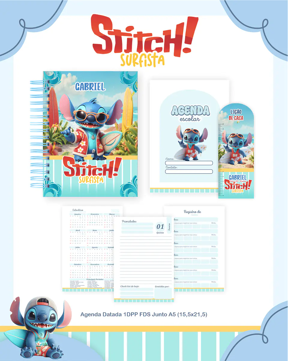 Arquivo Digital Stitch Surfista Escolar 2026 3