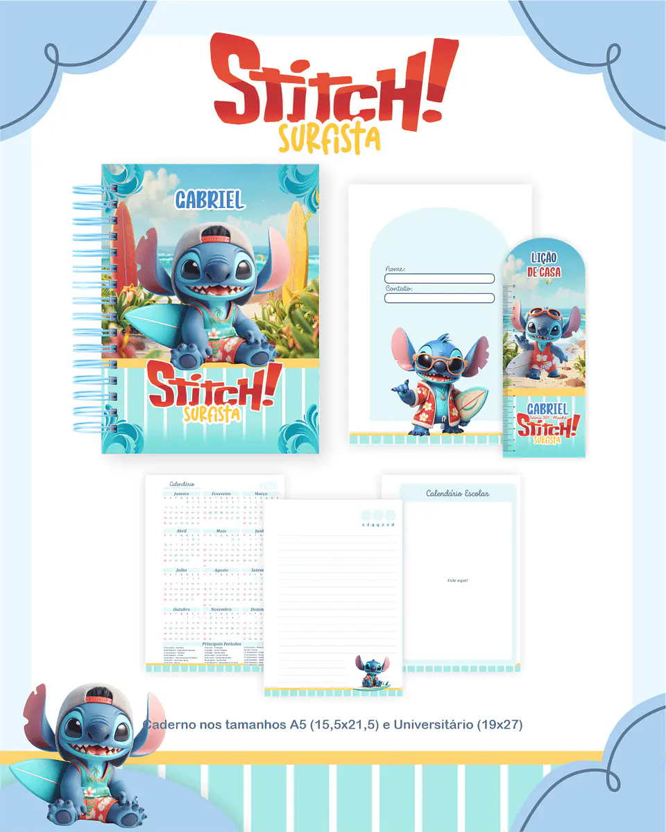 Arquivo Digital Stitch Surfista Escolar 2026 4