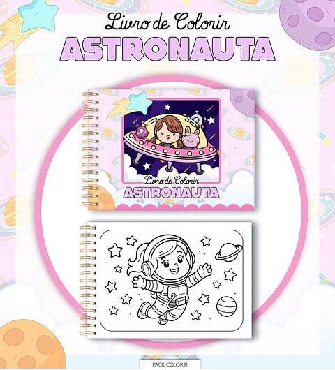 Arquivo Livro de Colorir Astronauta Menina
