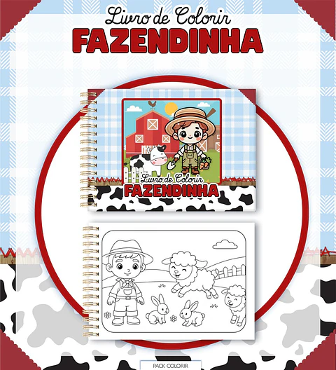 Arquivo Digital Livro + Card de Colorir Fazendinha