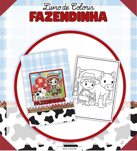 Arquivo Digital Livro + Card de Colorir Fazendinha