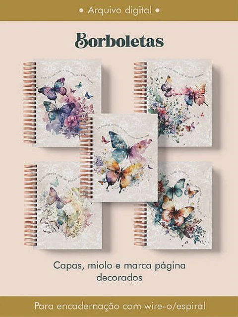 Arquivo Caderno A5 Wire-o Borboletas