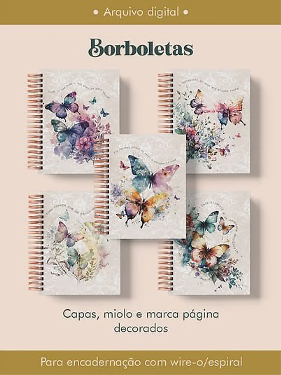 Arquivo Caderno A5 Wire-o Borboletas 1