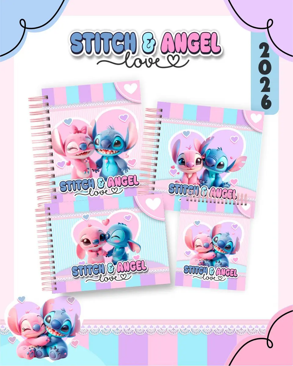 Kit Digital Encadernação - Stitch e Angel Love 2026 1