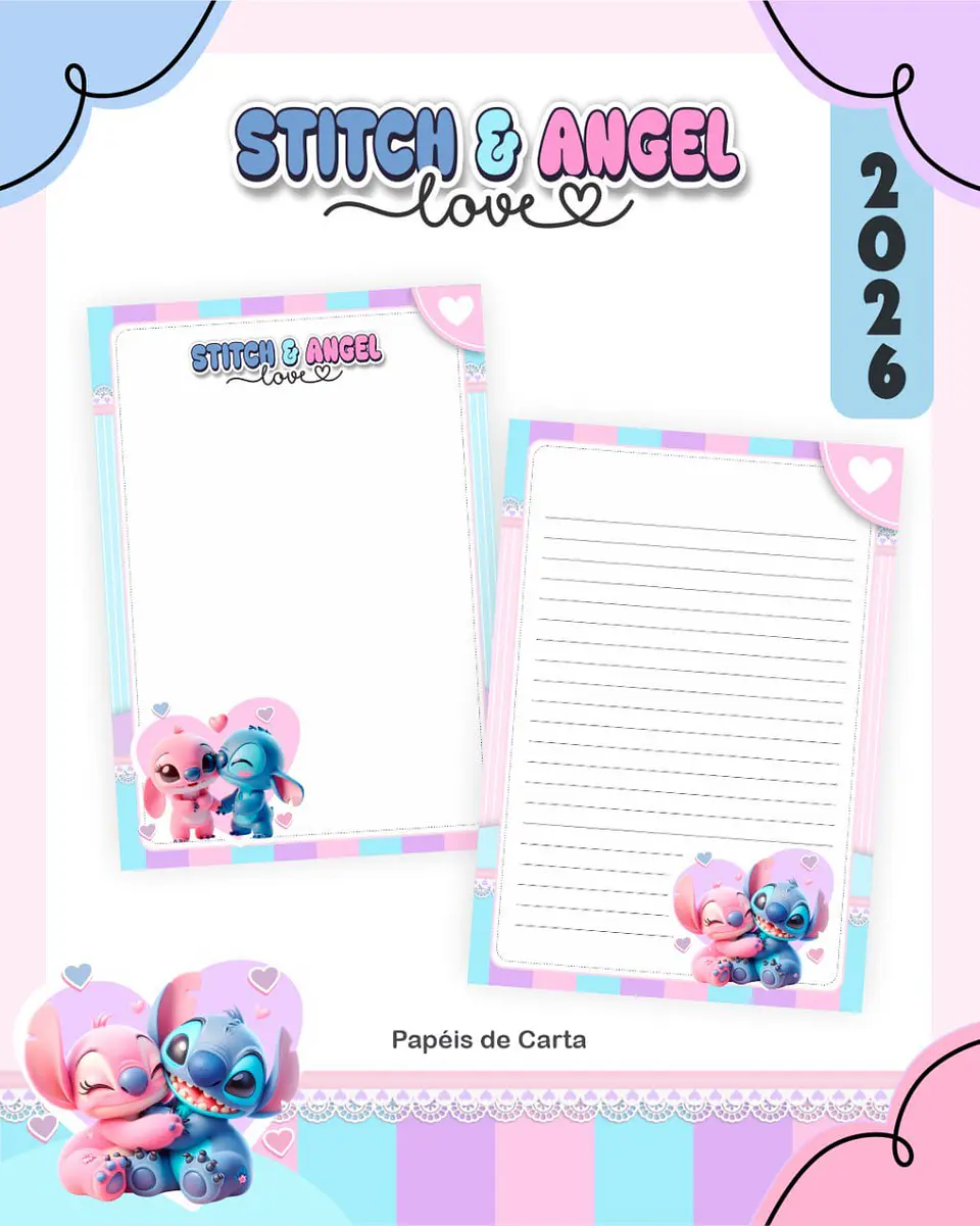 Kit Digital Encadernação - Stitch e Angel Love 2026 2