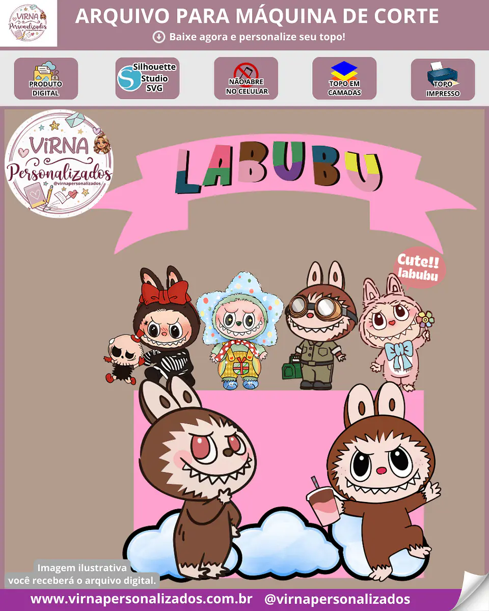 Arquivo de Corte - Topo de Bolo Labubu #336 1
