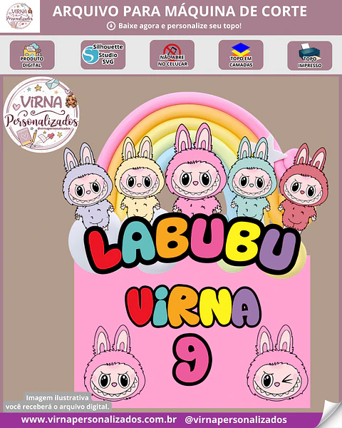 Arquivo de Corte - Topo de Bolo Labubu #335