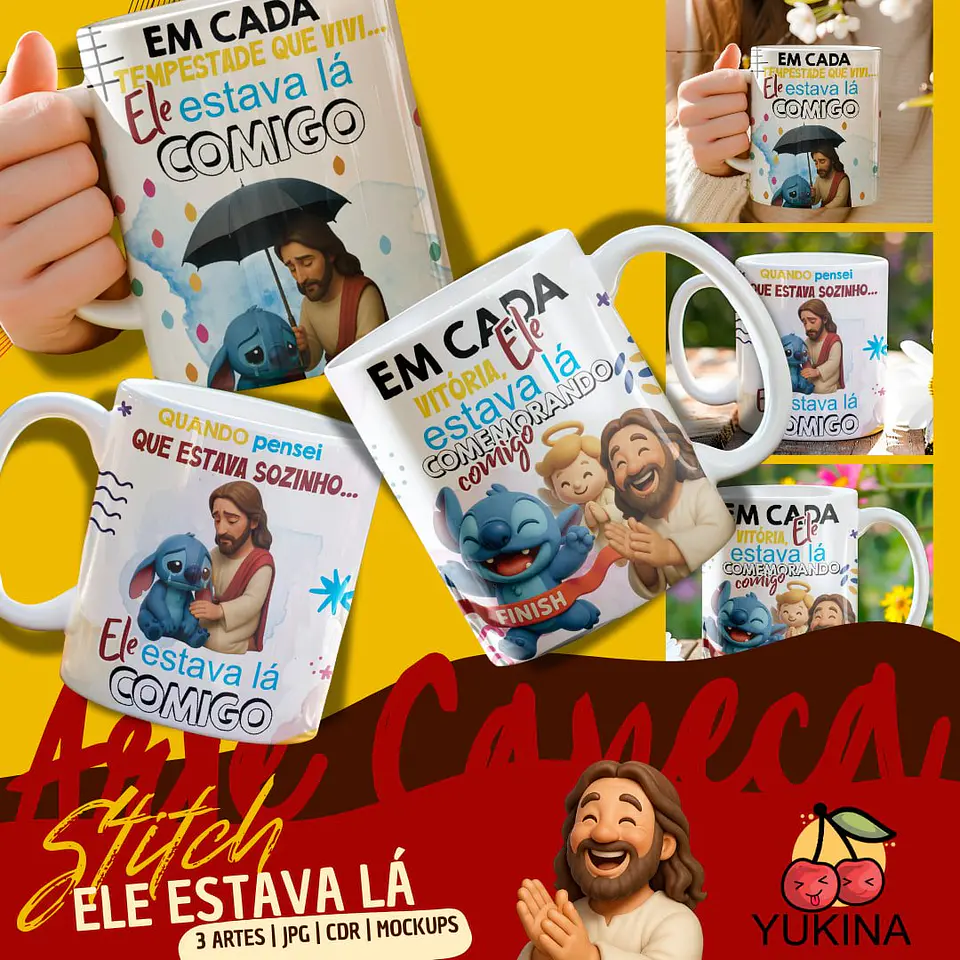 Arquivo Digital Arte Caneca Stitch Ele Estava Lá 1