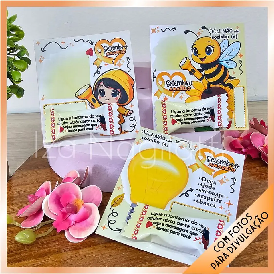 Arquivo de Corte Setembro Amarelo Trio Magico de Cards de Balinha com Mensagem 1