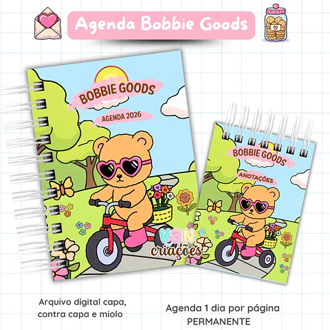 Arquivo Digital Coleção Agenda Bobbie Goods 2026 Datada e Permanente