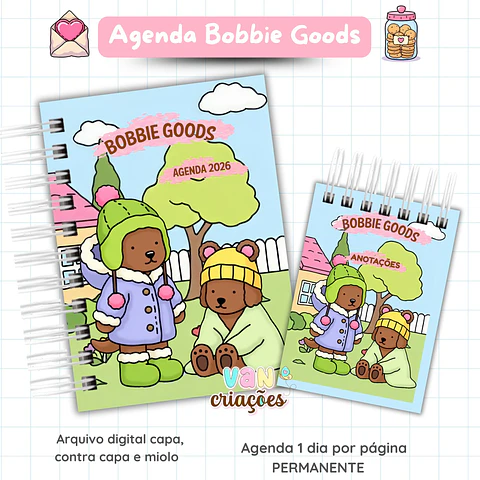 Arquivo Digital Coleção Agenda Bobbie Goods 2026 Datada e Permanente