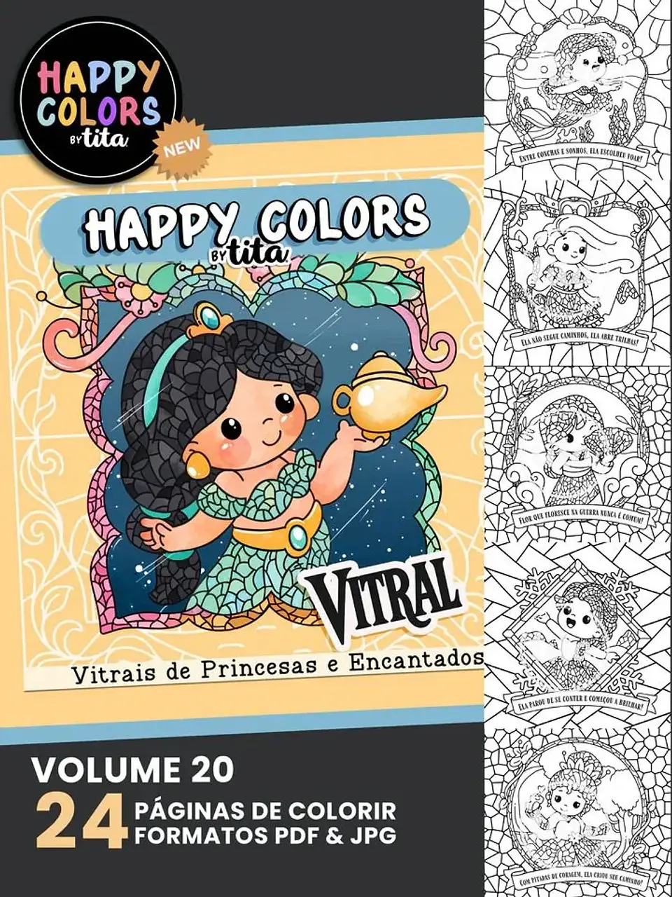 Arquivo Digital Happy Colors Vol 20 Vitrais e Princesas e Seus Principes 1