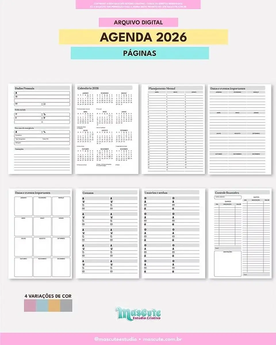 Arquivo Digital Agenda Datada 2026 A5 2DPP 3
