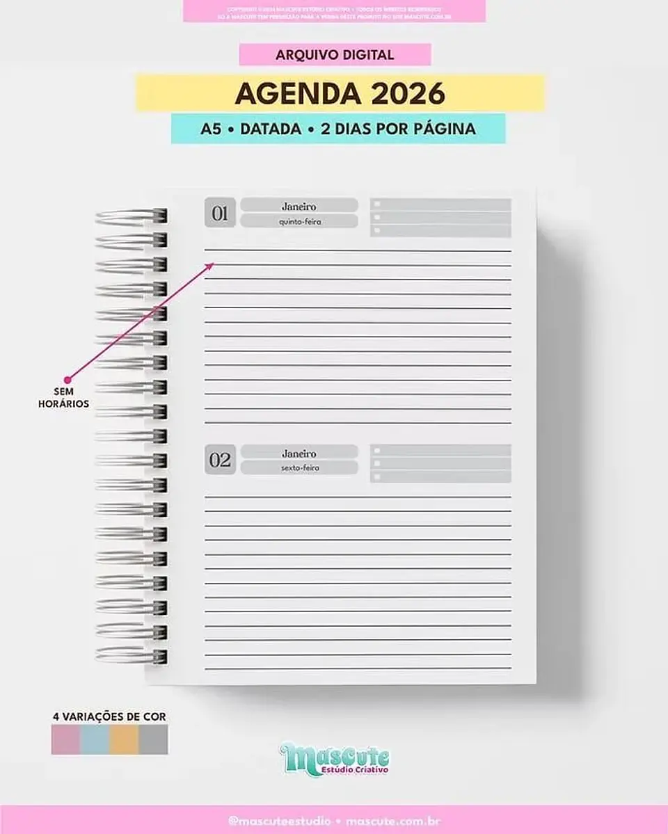Arquivo Digital Agenda Datada 2026 A5 2DPP 4