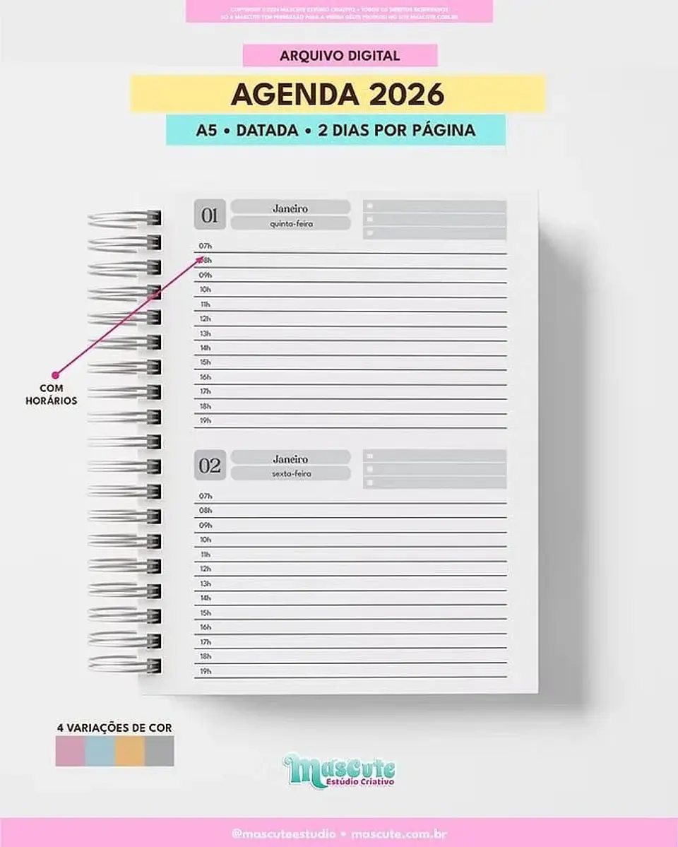 Arquivo Digital Agenda Datada 2026 A5 2DPP 5