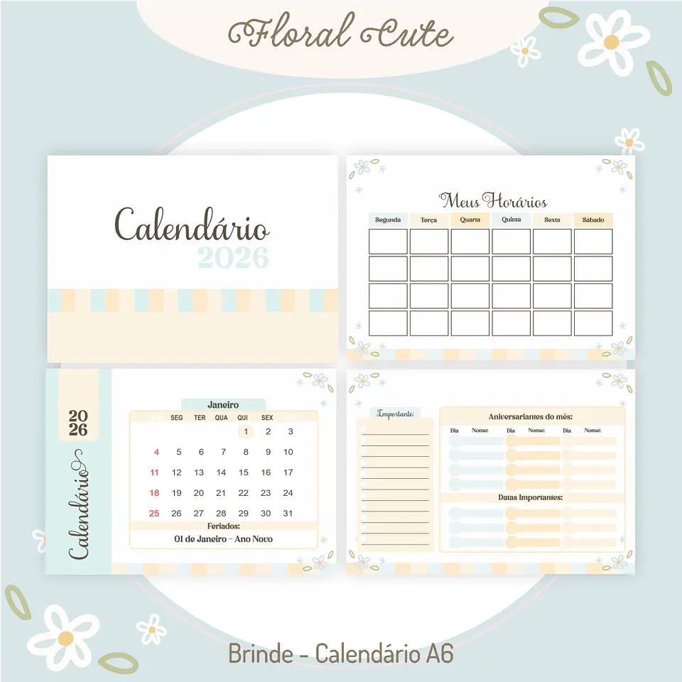 Arquivo Digital Combo Professores Floral Cute 2026 6