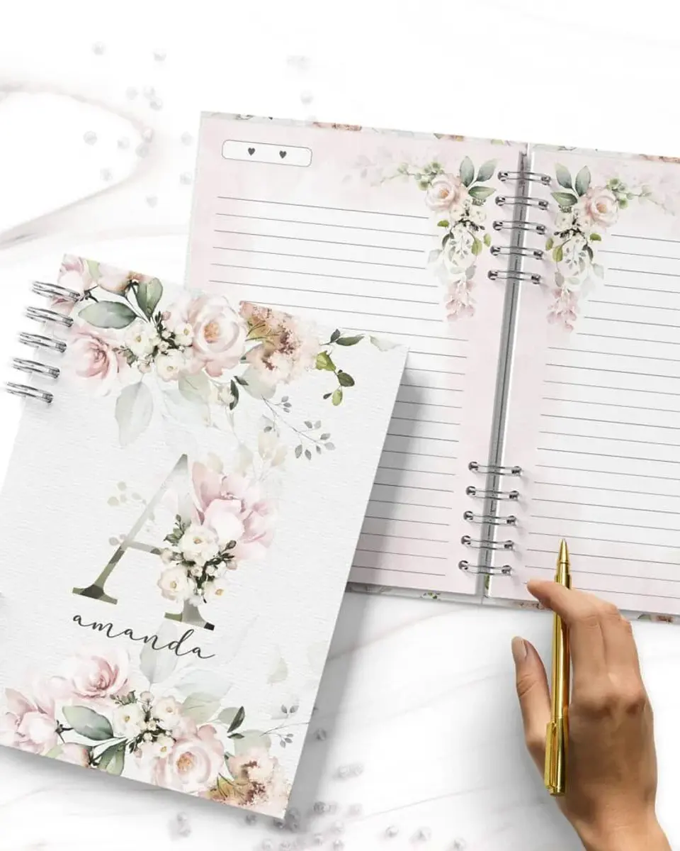 Arquivo Digital Caderno Alfabeto Floral Rosa 2