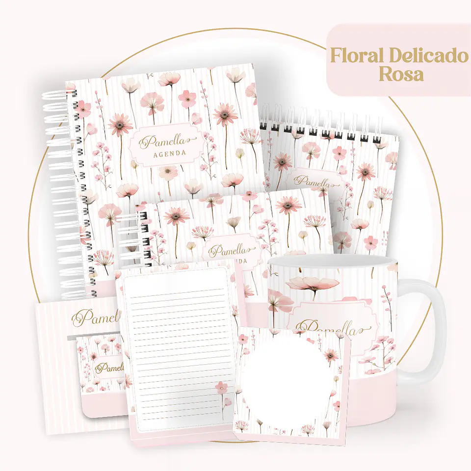Arquivo Digital Capas e Miolos Floral Delicado Rosa 1