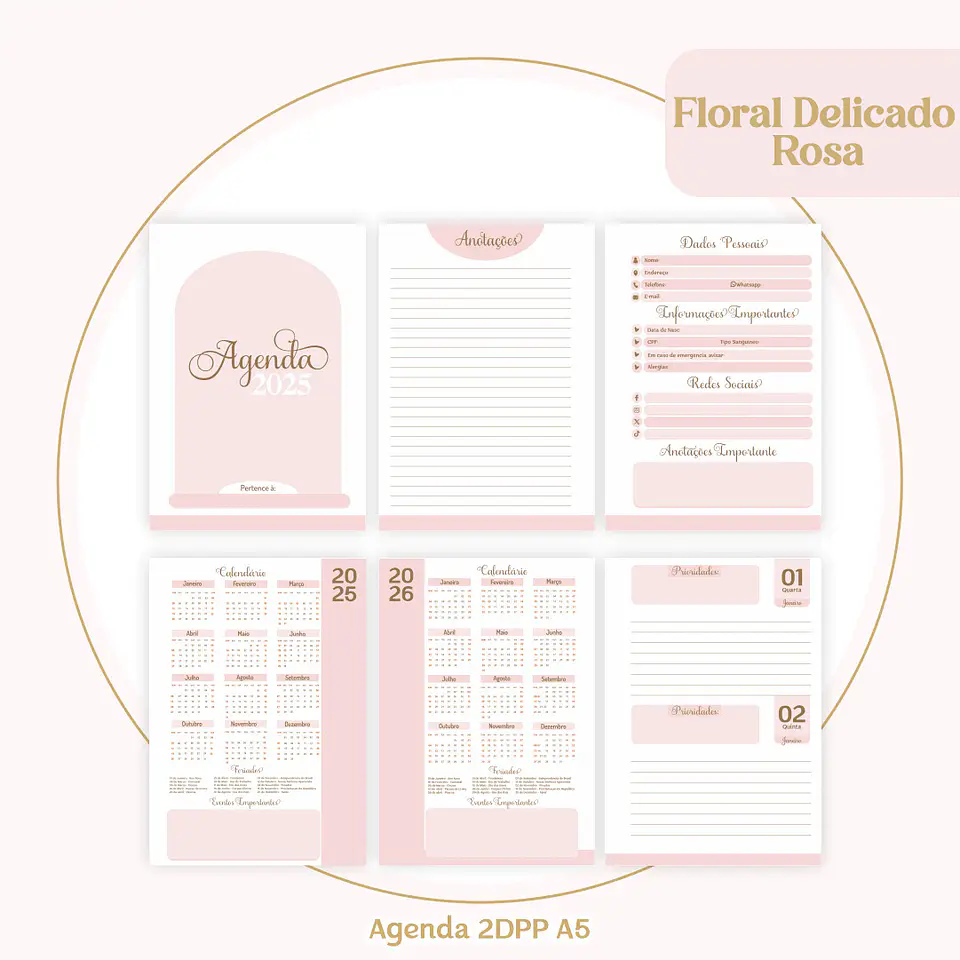 Arquivo Digital Capas e Miolos Floral Delicado Rosa 5