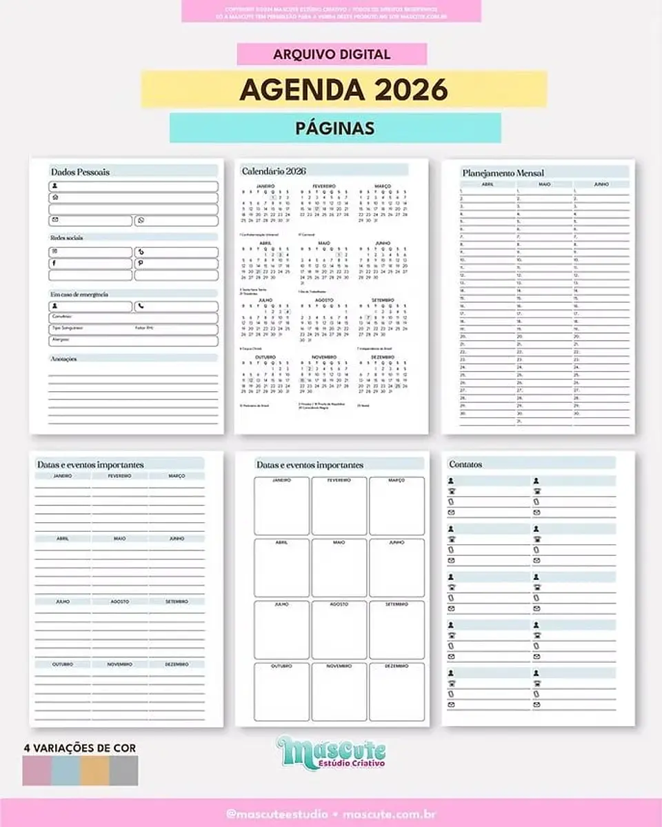 Arquivo Digital Agenda Datada 2026 A6 4