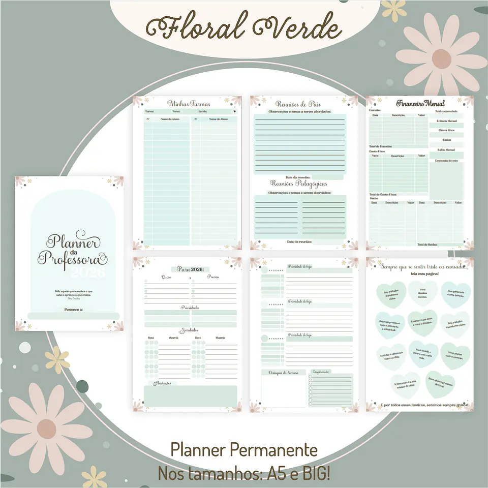 Arquivo Digital Combo Professores Floral Verde 2026 7