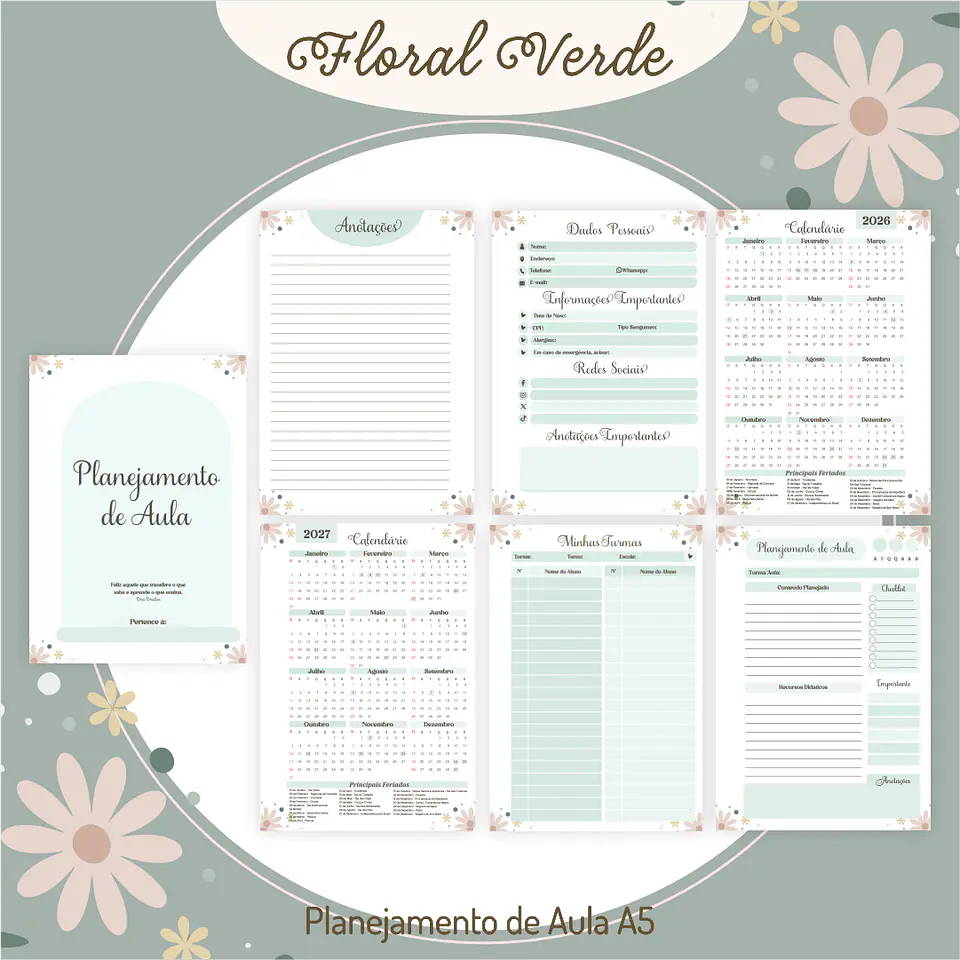 Arquivo Digital Combo Professores Floral Verde 2026 8