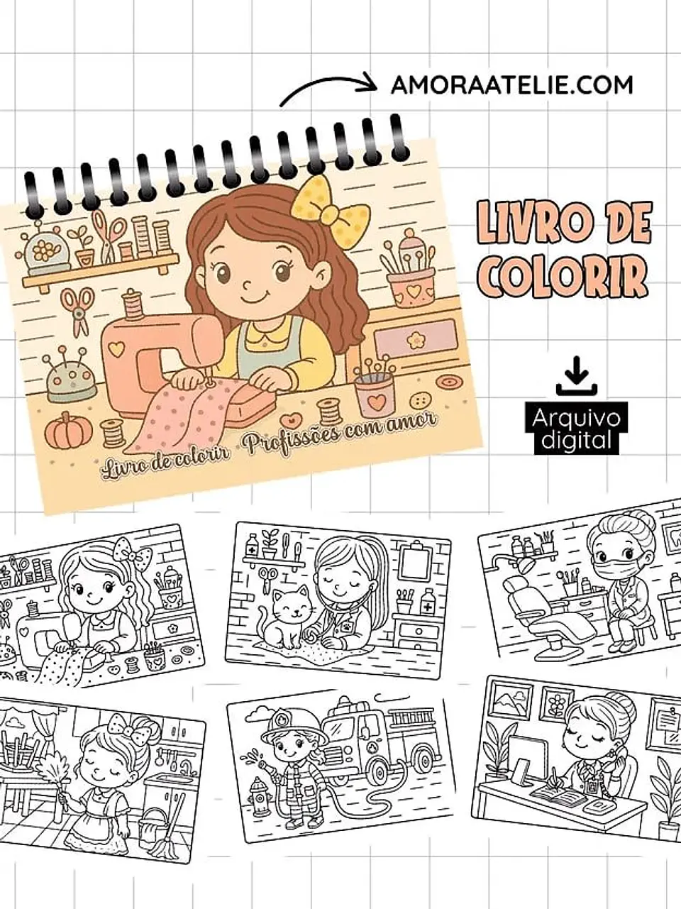 Arquivo Digital Livro de Colorir Profissões com Amor 1