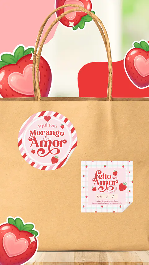 Arquivo de Corte Morango do Amor (Editável no Canva)