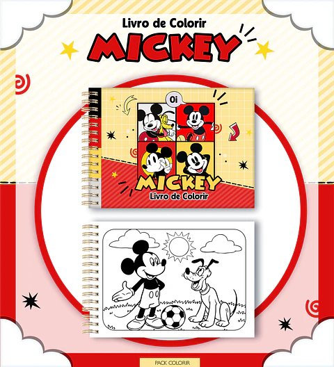 Arquivo Digital Livro + Card de Colorir Mickey Mouse