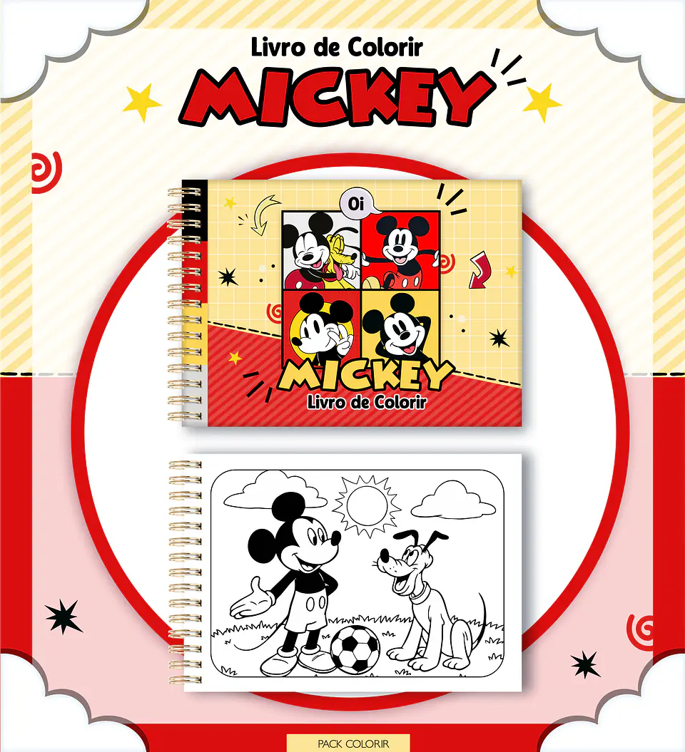 Arquivo Digital Livro + Card de Colorir Mickey Mouse 1