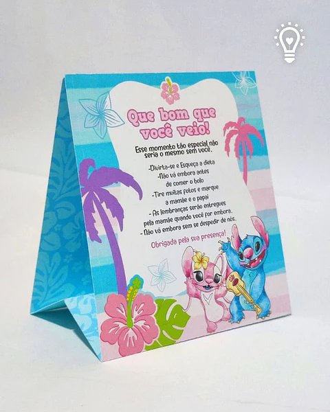 Arquivo de Corte Placa Centro de Mesa Lilo e Stitch