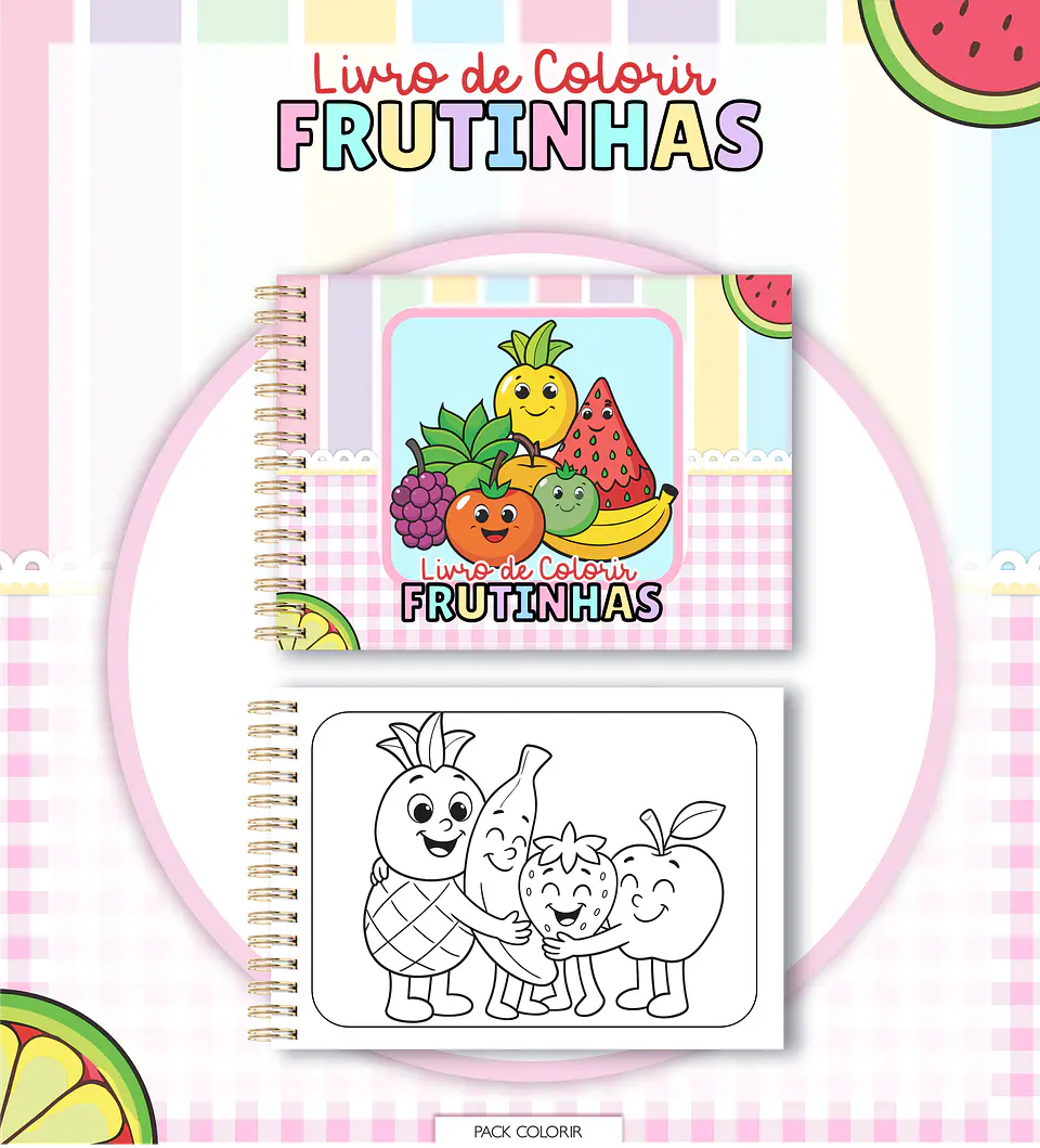 Arquivo Digital Livro + Card de Colorir Frutinha 1