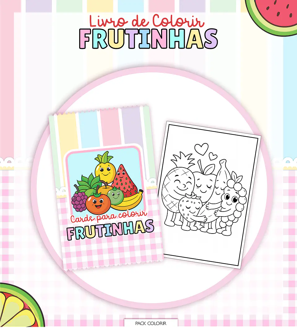 Arquivo Digital Livro + Card de Colorir Frutinha 2