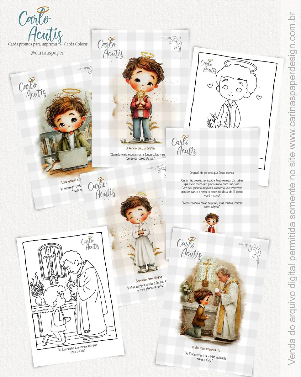 Arquivo Digital Cards Colorir Carlo Acutis A6 3