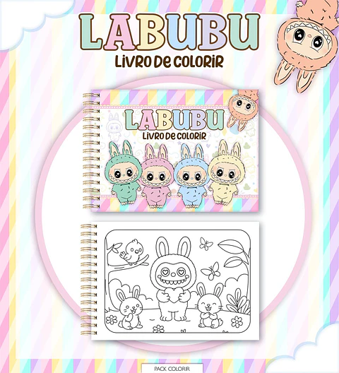 Arquivo Digital Livro + Card de Colorir Labubu