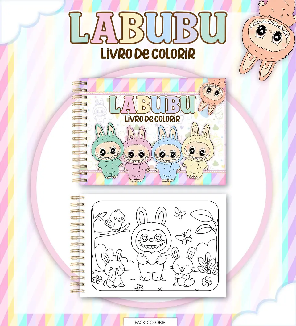 Arquivo Digital Livro + Card de Colorir Labubu 1