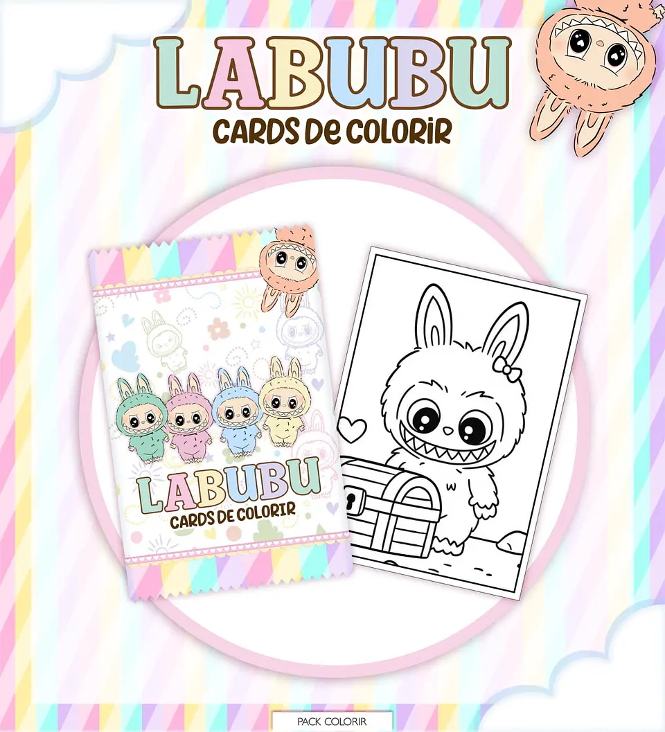 Arquivo Digital Livro + Card de Colorir Labubu 2