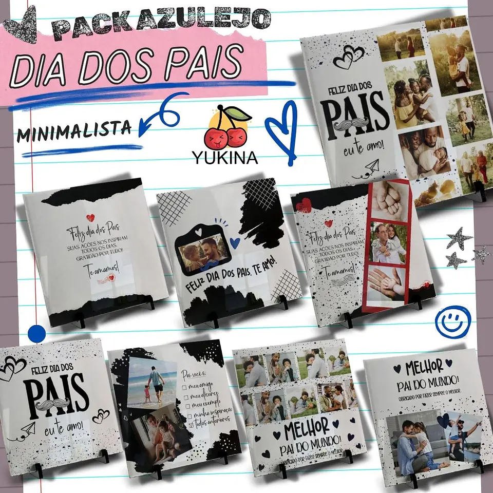 Arquivo Digital Pack Azulejo Dia dos Pais Minimalista 1