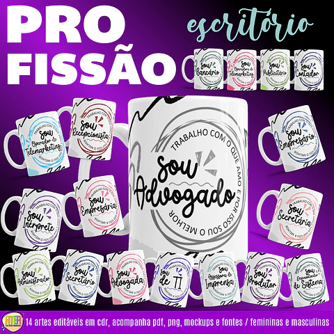 Arquivo Digital Canecas Profissões Escritório