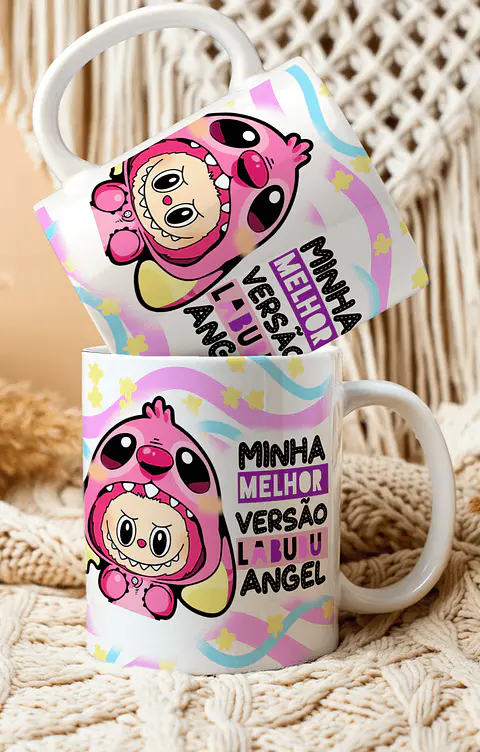 Arquivo Digital Canecas Labubu Versão Lilo e Angel