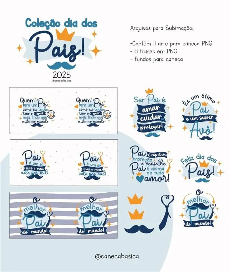 Arquivo Digital Sublimação Dia dos Pais 2025 Frases 1