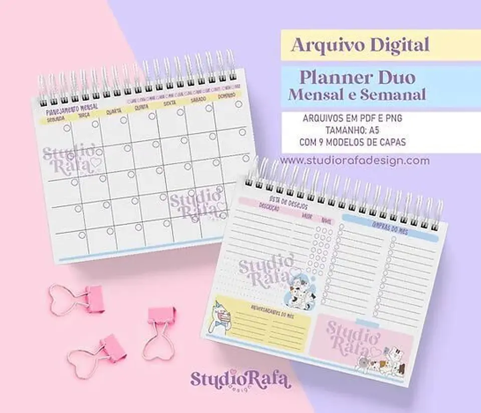 Arquivo Digital Planner Duo Mensal e Semanal Gatinhos 3