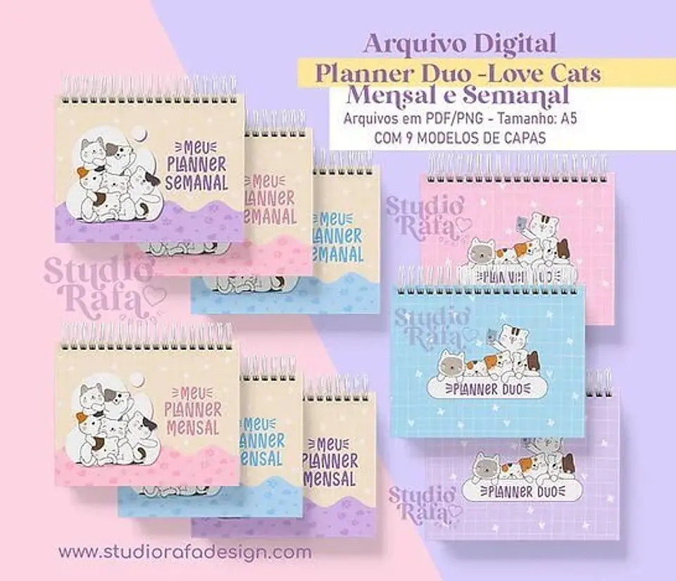 Arquivo Digital Planner Duo Mensal e Semanal Gatinhos 4