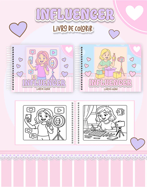 Arquivo Digital Livro de Colorir Influencer