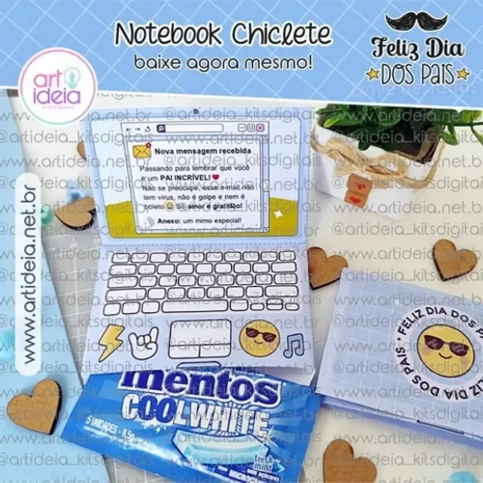 Arquivo de Corte Dia dos Pais Notebook Chiclete 1