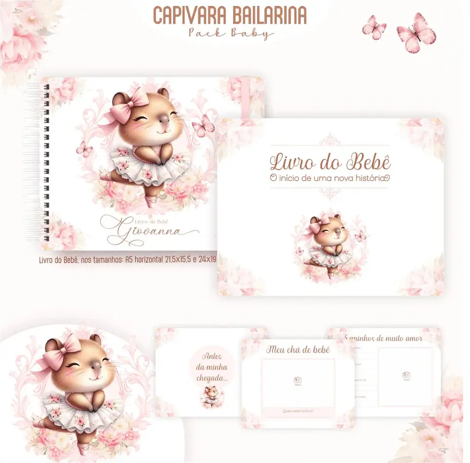 Arquivo Digital Pack Baby Clean Capivara Bailarina 4