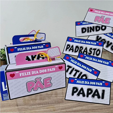 Arquivo de Corte 6 Modelos de Placas Dia dos Pais Para Caixa de Bombom