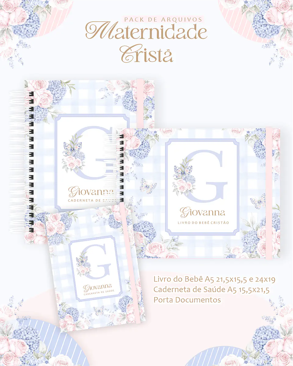 Arquivo Digital Pack Maternidade Cristã Alfabeto Floral Menina 1
