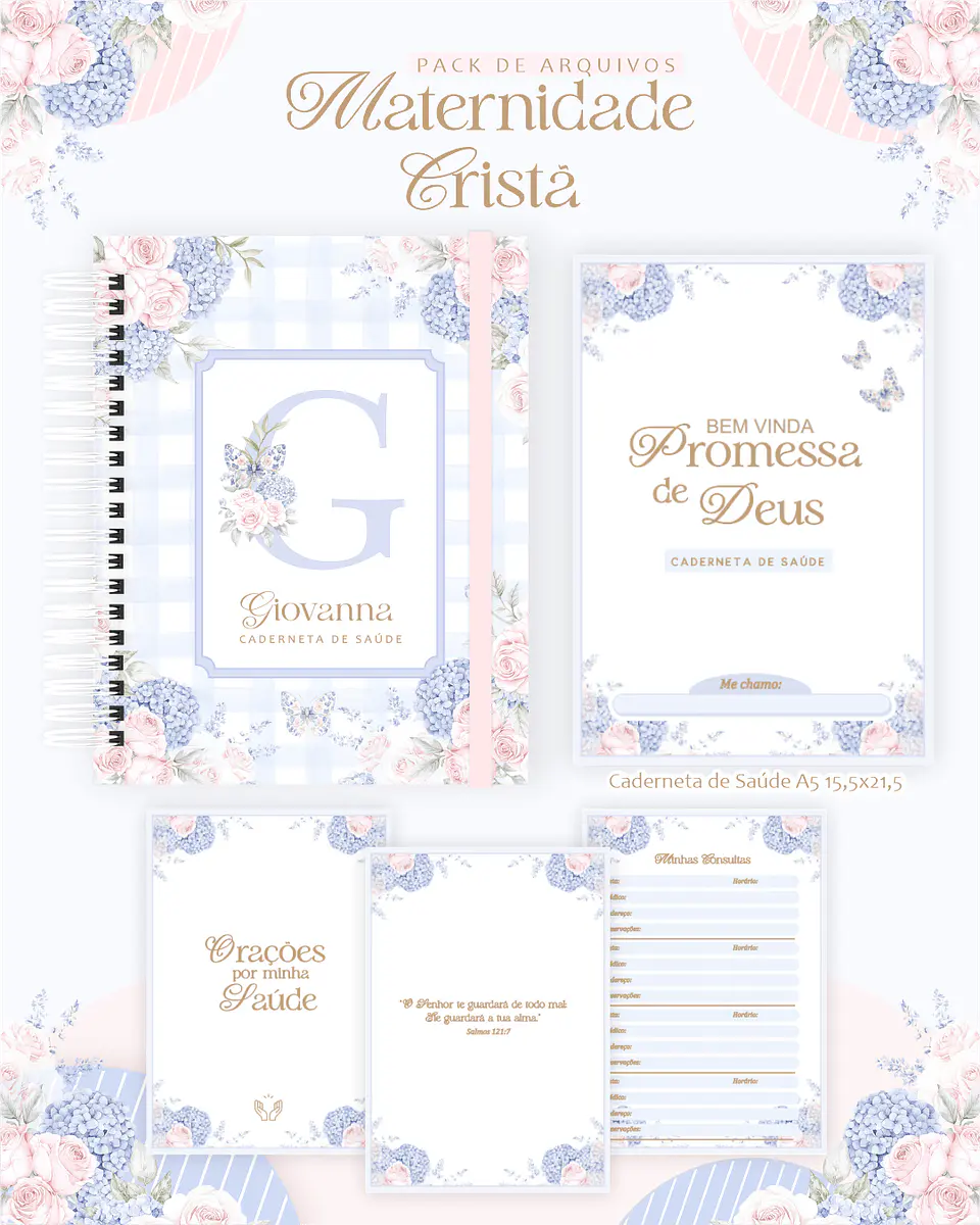 Arquivo Digital Pack Maternidade Cristã Alfabeto Floral Menina 3